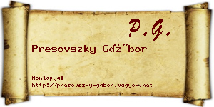 Presovszky Gábor névjegykártya